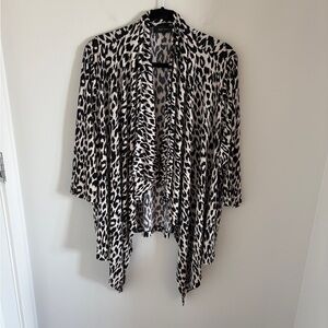 Karen Kane Black and Cream Animal Print Open Cardigan